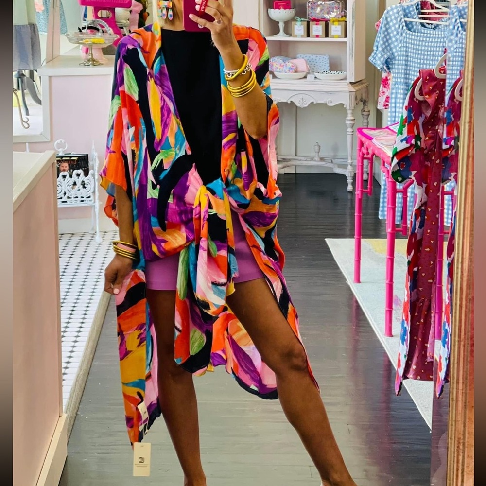 Colorful Kimono/Swim Coverup OS NWT